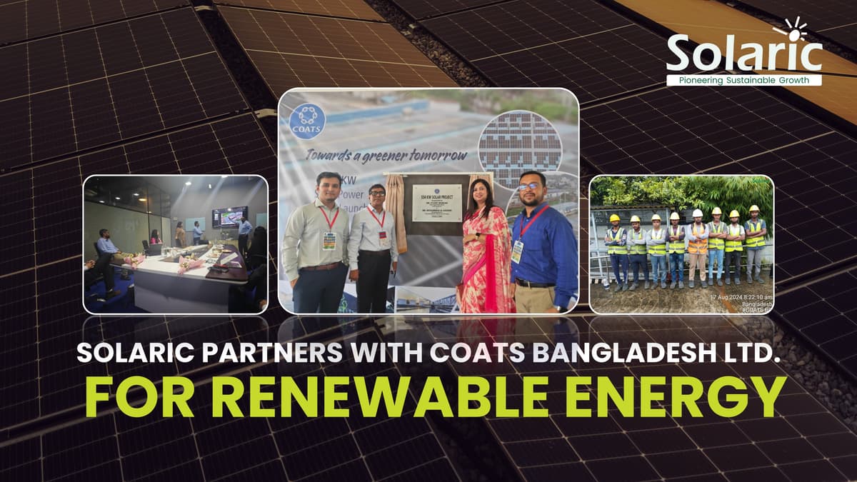 Solaric and COATS Bangladesh are shaping a brighter future through innovation in renewable energy. Solaric and COATS Bangladesh are shaping a brighter future through innovation in renewable energy.